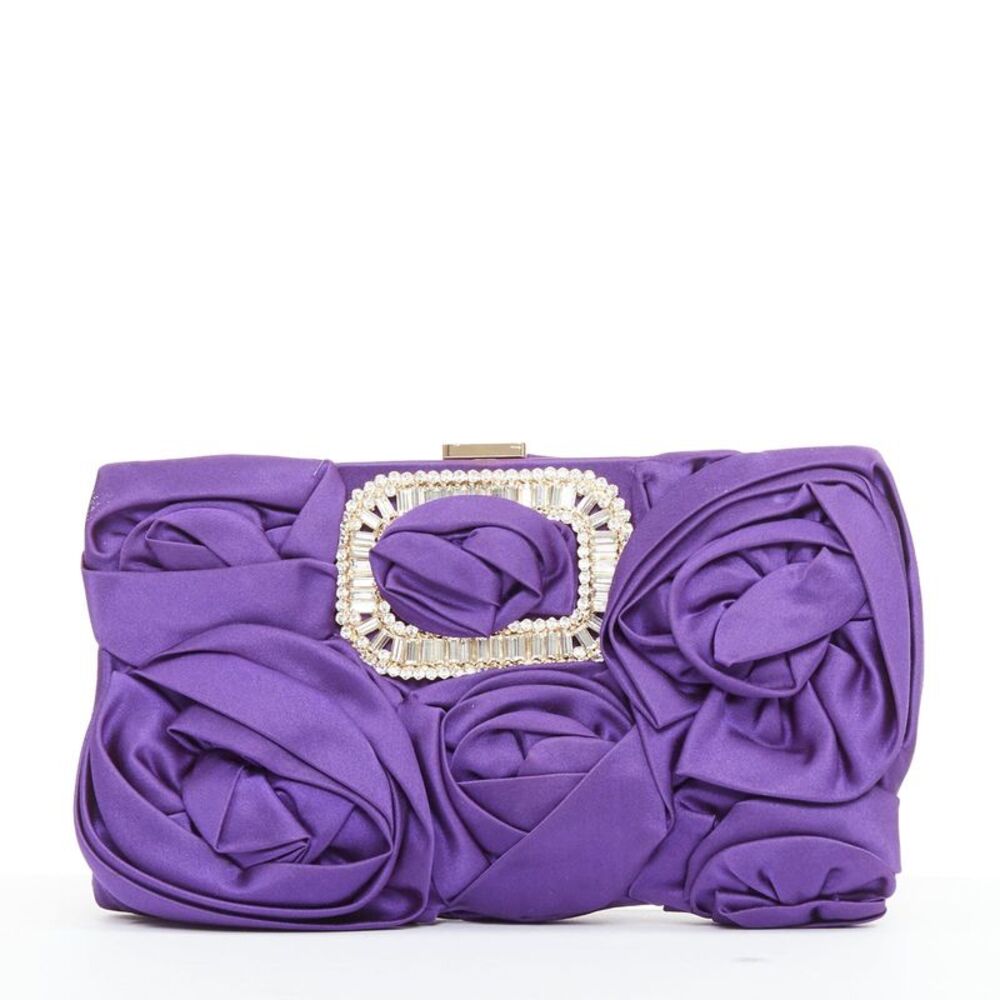 Roger Vivier Satin Crystal Buckle Clutch
